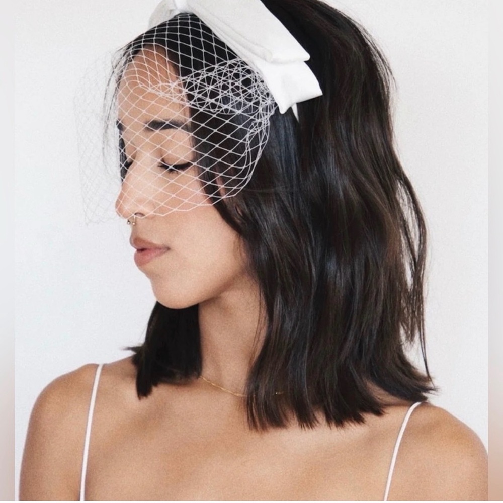 White Bow Veil Headband by